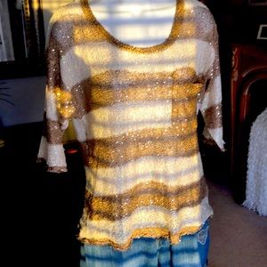 Gold and cream sequin sweater Boston Proper sz sm